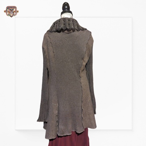 Fantazia Lagerlook Wool Patchwork Knit Oversized Cardigan Sweater, Medium - Picture 2 of 11